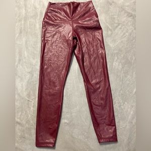 90 degree Maroon faux leather pants